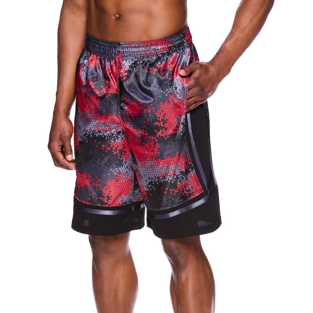 🏀⛹️11" Long Basketball Shorts w/Pockets ! BLACK base/RED/GREY Athletic